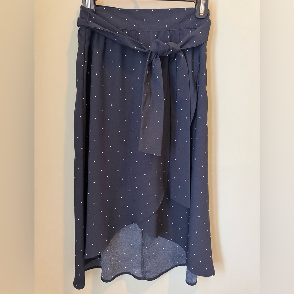 LOFT Blue High-Low Midi Wrap Skirt
